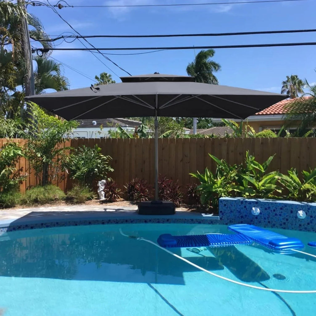 PURPLE LEAF UV50+ Fade Resistant Cantilever Umbrella, Patio Umbrellas with Base