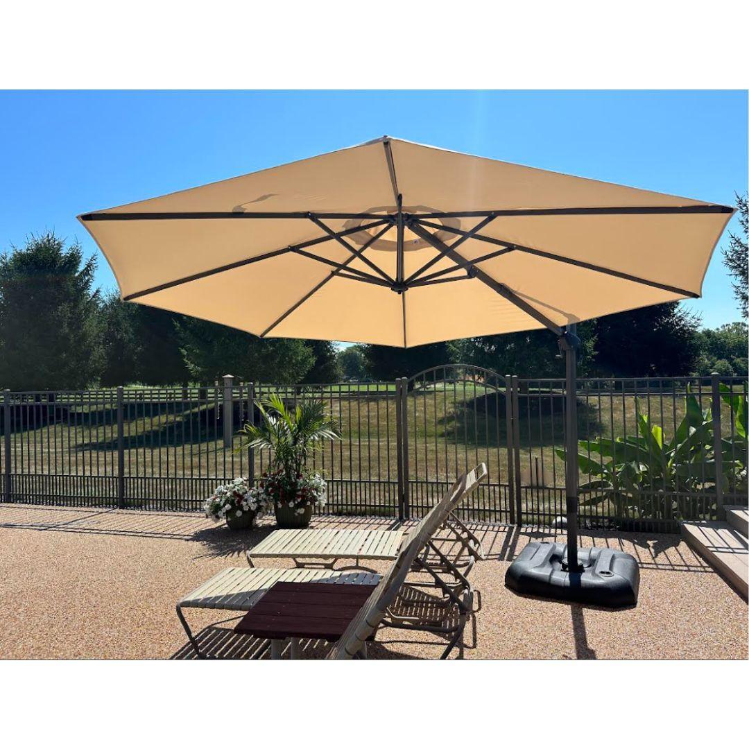 PURPLE LEAF Affordable Outdoor Umbrella with Base, Round Cantilever Umbrella for Garden