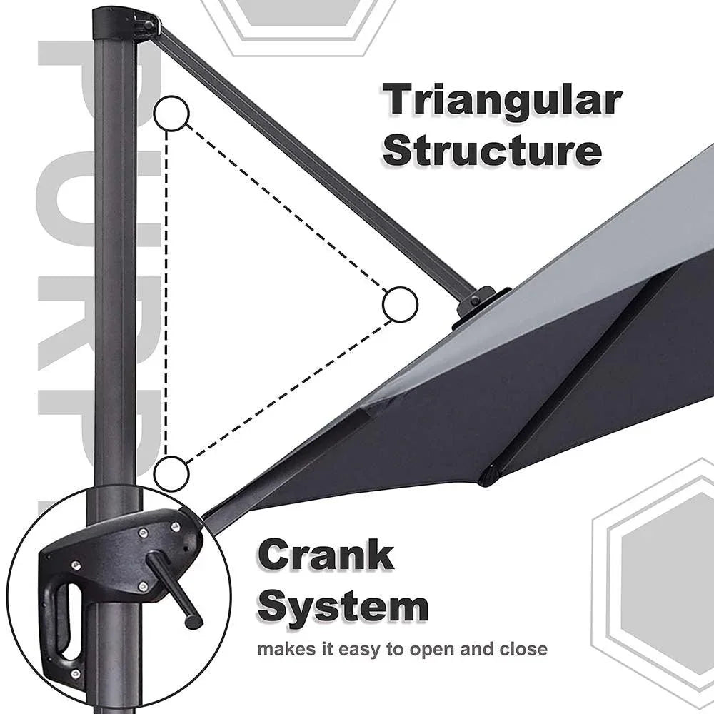 PURPLE LEAF Affordable Outdoor Umbrella with Base, Round Cantilever Umbrella for Garden