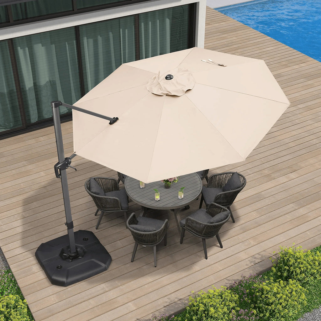 PURPLE LEAF Affordable Outdoor Umbrella with Base, Round Cantilever Umbrella for Garden