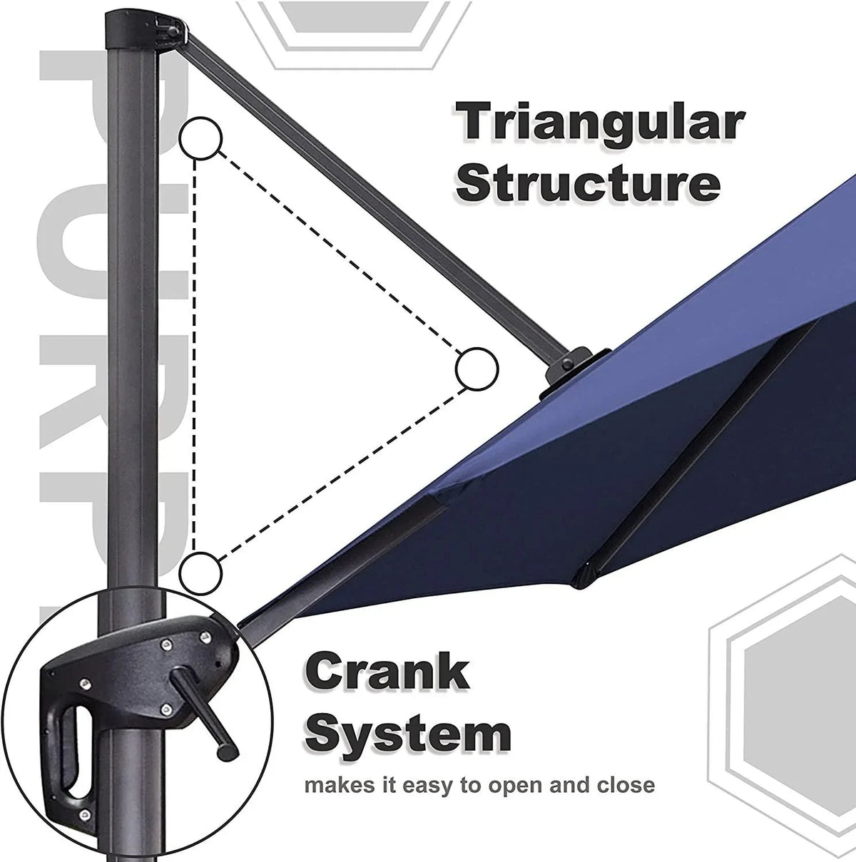 PURPLE LEAF Affordable Outdoor Umbrella with Base, Round Cantilever Umbrella for Garden