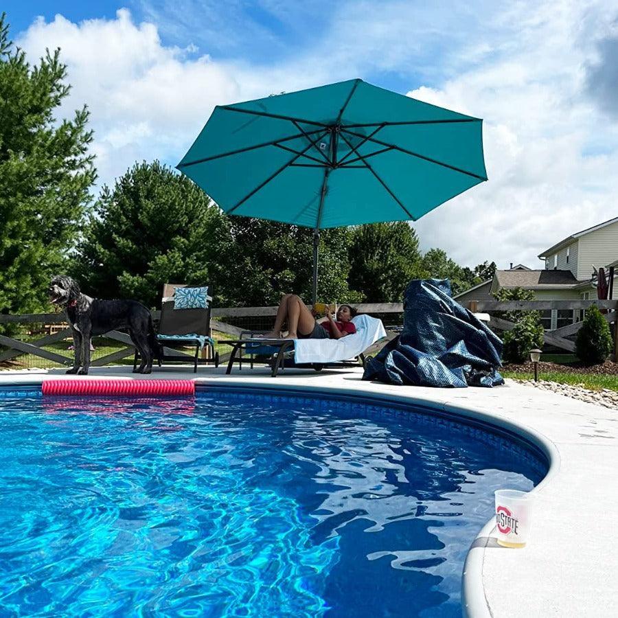 PURPLE LEAF Affordable Outdoor Umbrella with Base, Round Cantilever Umbrella for Garden