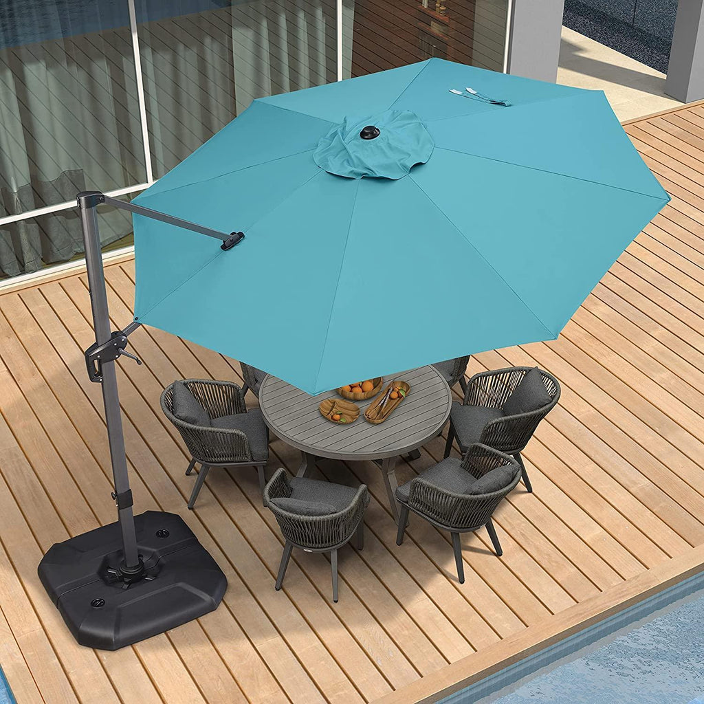 PURPLE LEAF Affordable Outdoor Umbrella with Base, Round Cantilever Umbrella for Garden