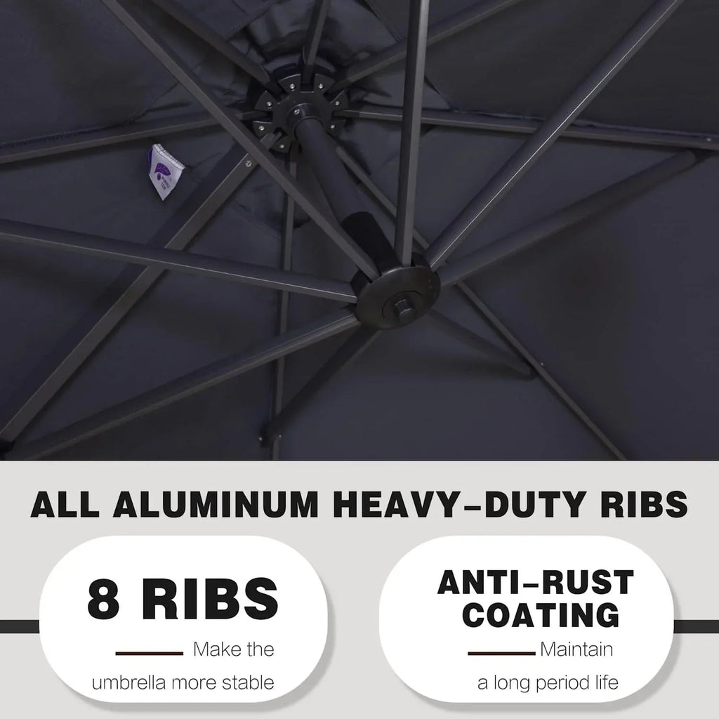 PURPLE LEAF Affordable Outdoor Umbrella with Base, Round Cantilever Umbrella for Garden
