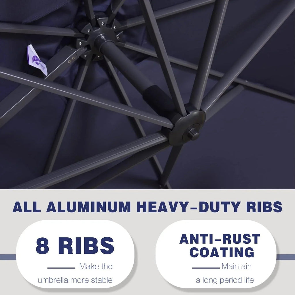 PURPLE LEAF Affordable Outdoor Umbrella with Base, Round Cantilever Umbrella for Garden