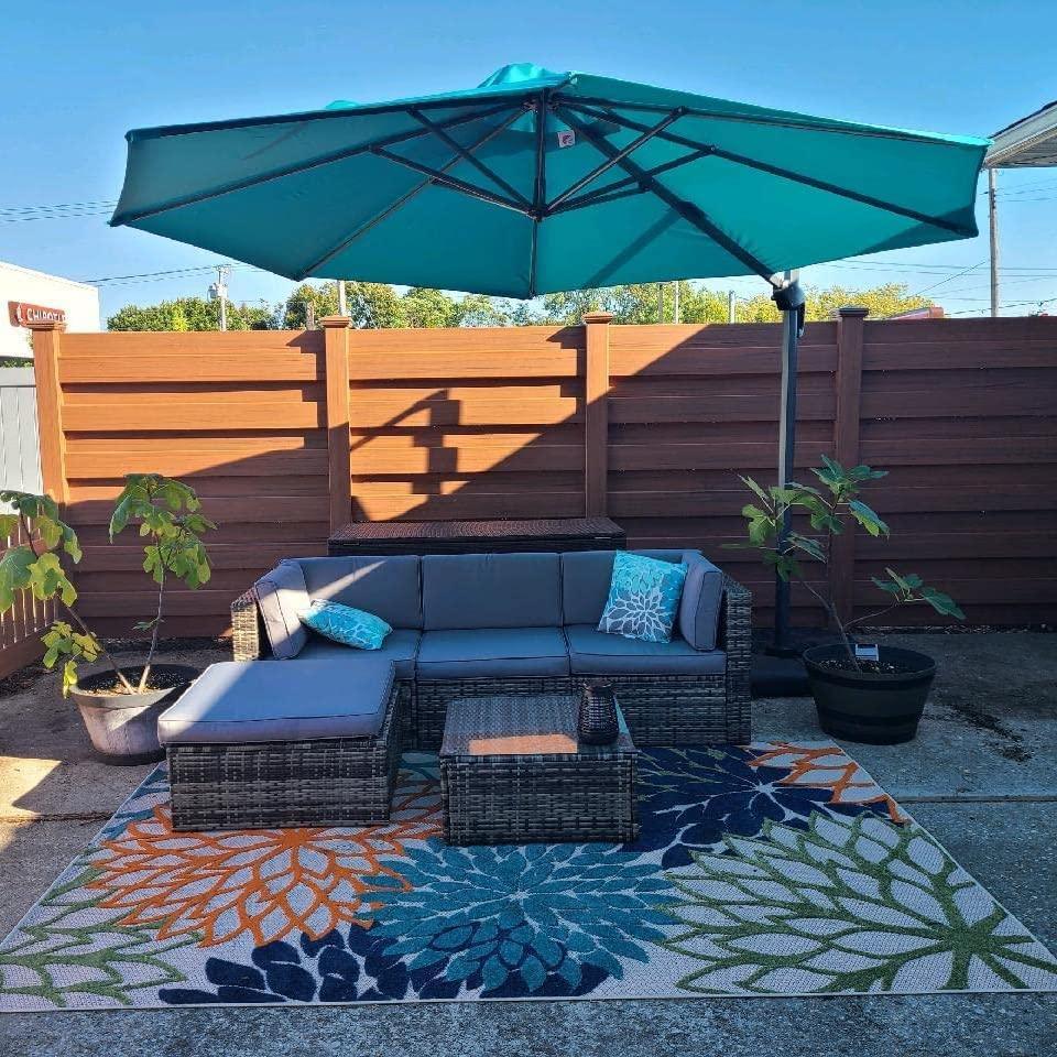 PURPLE LEAF Affordable Outdoor Umbrella with Base, Round Cantilever Umbrella for Garden