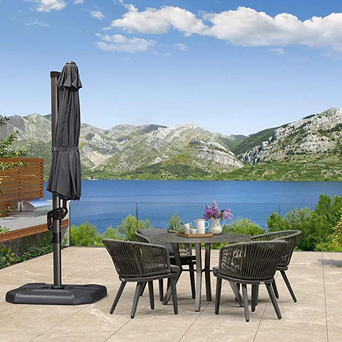 PURPLE LEAF Affordable Outdoor Umbrella with Base, Round Cantilever Umbrella for Garden