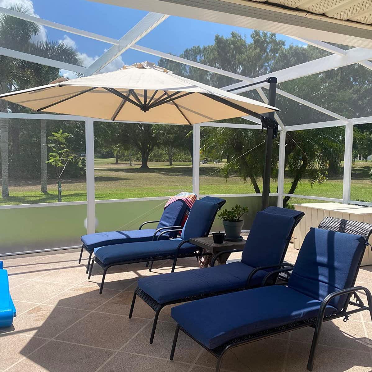 PURPLE LEAF Affordable Outdoor Umbrella with Base, Round Cantilever Umbrella for Garden