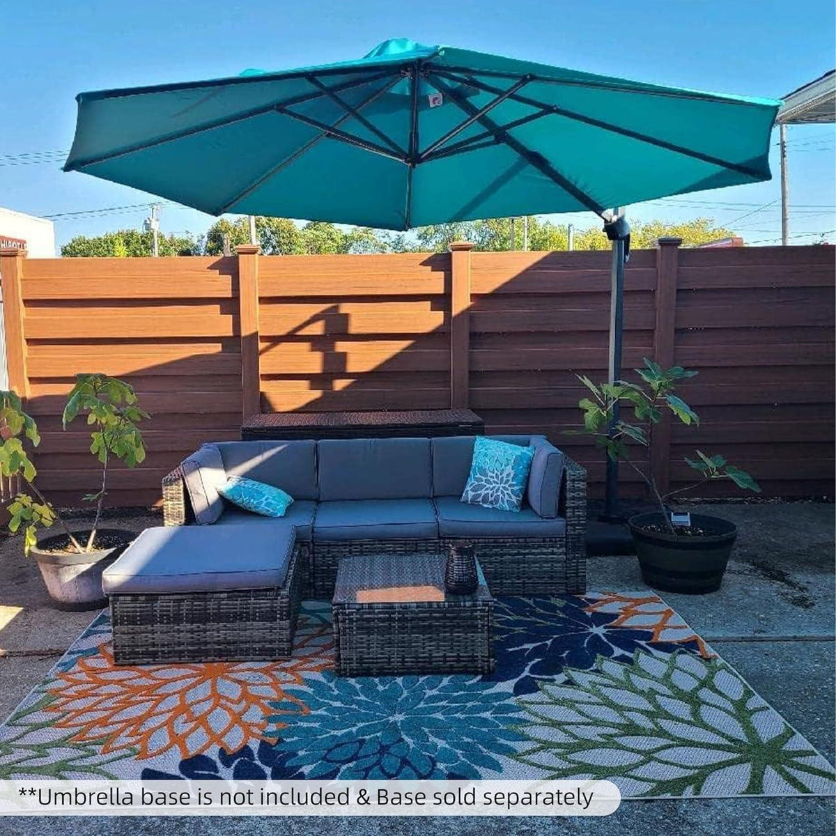 PURPLE LEAF Affordable Outdoor Umbrella with Base, Round Cantilever Umbrella for Garden