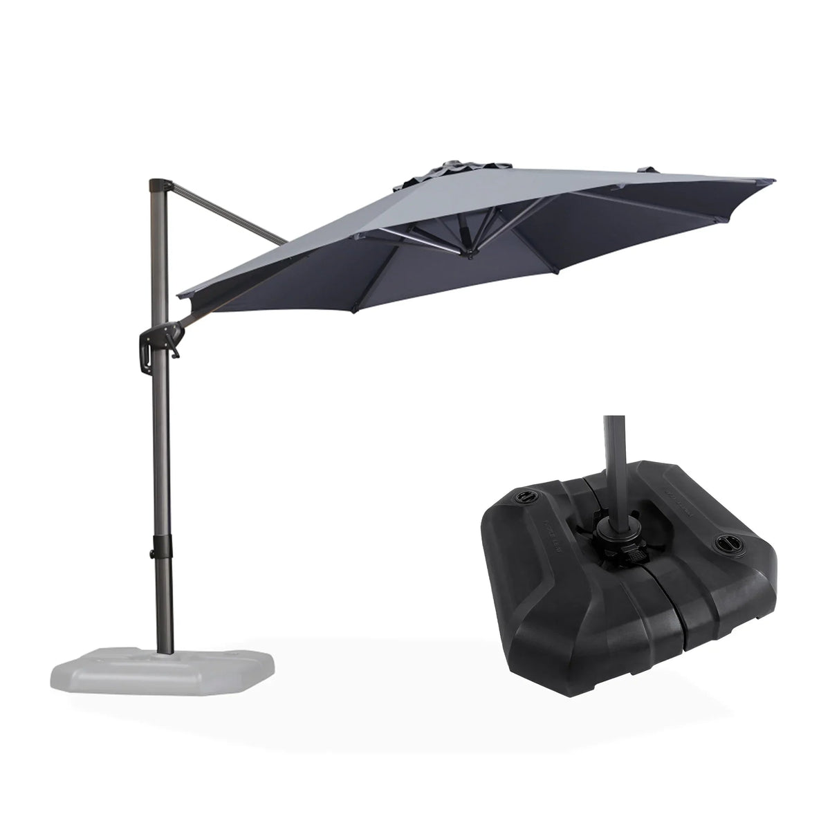 PURPLE LEAF Affordable Outdoor Umbrella with Base, Round Cantilever Umbrella for Garden