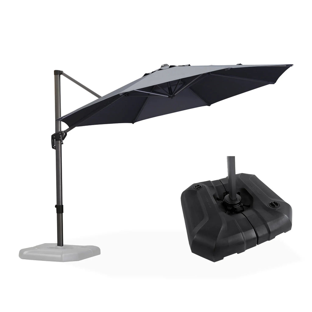 PURPLE LEAF Affordable Outdoor Umbrella with Base, Round Cantilever Umbrella for Garden