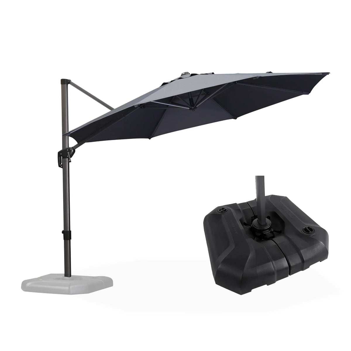 PURPLE LEAF Affordable Outdoor Umbrella with Base, Round Cantilever Umbrella for Garden