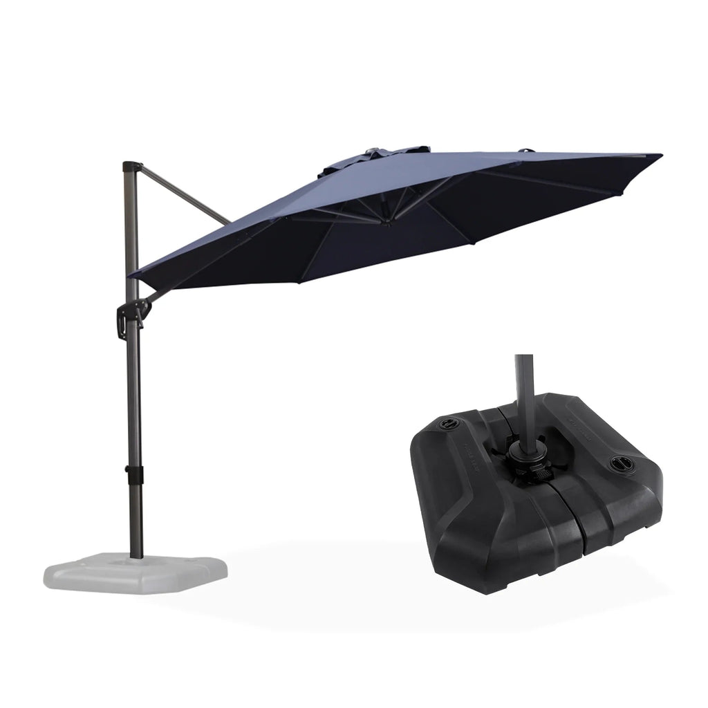 PURPLE LEAF Affordable Outdoor Umbrella with Base, Round Cantilever Umbrella for Garden