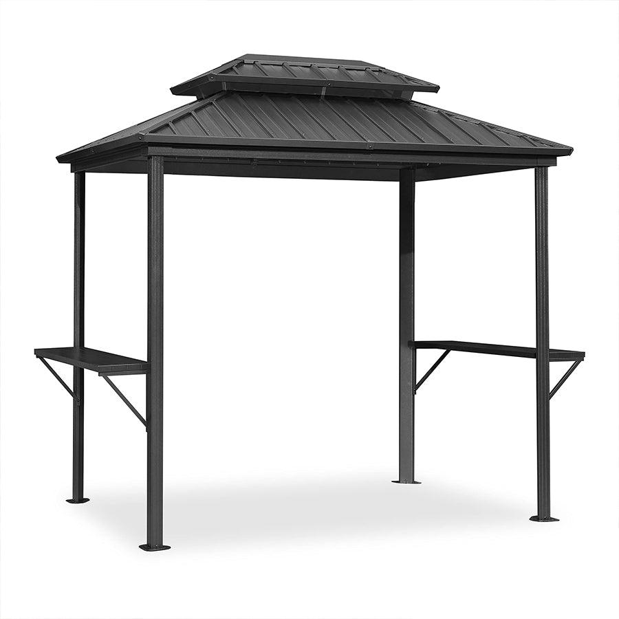 PURPLE LEAF Hardtop Grill Gazebo for Patio Bronze Permanent Metal Roof Outside Sun Shade Outdoor BBQ Canopy