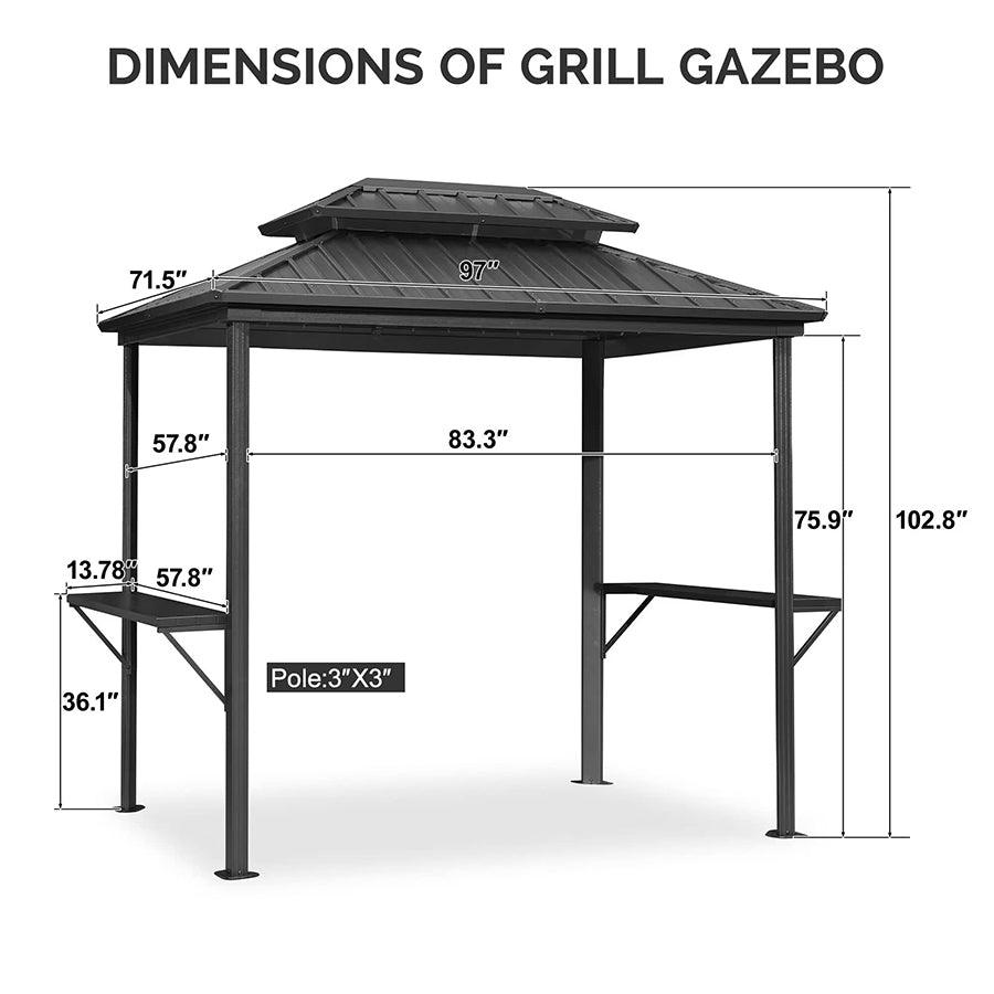 PURPLE LEAF Hardtop Grill Gazebo for Patio Bronze Permanent Metal Roof Outside Sun Shade Outdoor BBQ Canopy