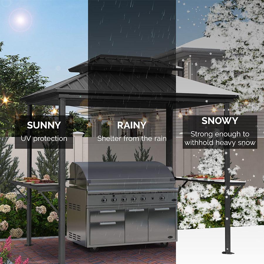 PURPLE LEAF Hardtop Grill Gazebo for Patio Bronze Permanent Metal Roof Outside Sun Shade Outdoor BBQ Canopy