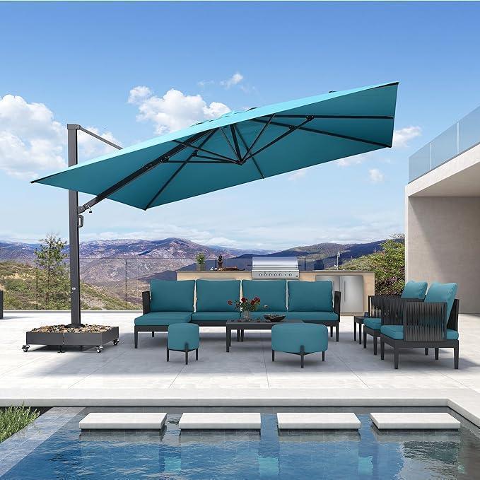 PURPLE LEAF Heavy-Duty Fillable Base with Wheels for Cantilever Patio Umbrellas