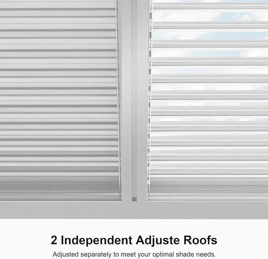 PURPLE LEAF Athena Louvered Pergola White Outdoor Aluminum Pergola with Strip Lights Adjustable Gazebo for Patio Deck Garden