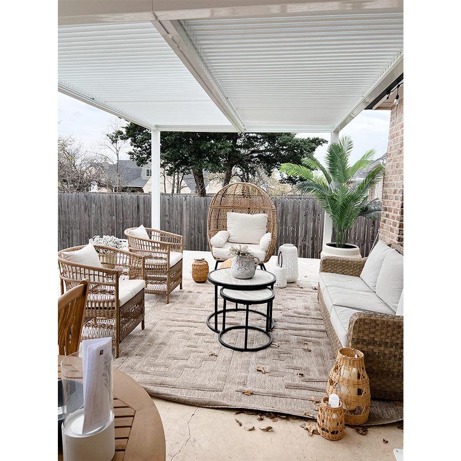 PURPLE LEAF Athena Louvered Pergola Modern White Pergola with Adjustable Roof for Deck Backyard Garden