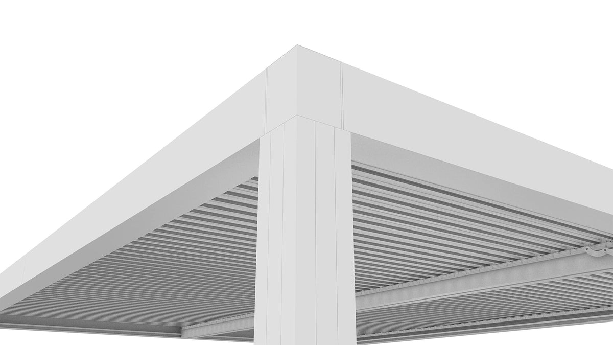 PURPLE LEAF Athena Louvered Pergola Modern White Pergola with Adjustable Roof for Deck Backyard Garden