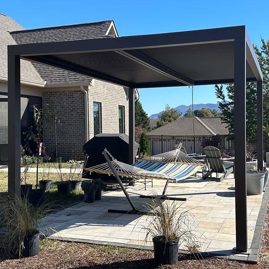 PURPLE LEAF Athena Louvered Pergola Outdoor Aluminum Pergola with Adjustable Roof for Deck Backyard Garden Hardtop Gazebo