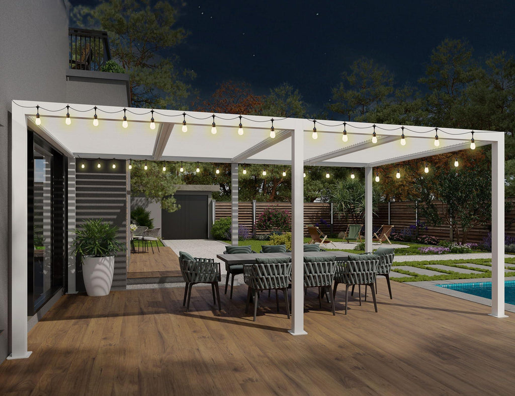 PURPLE LEAF Athena Louvered Pergola Outdoor Aluminum Pergola with Adjustable Roof for Deck Backyard Garden Hardtop Gazebo