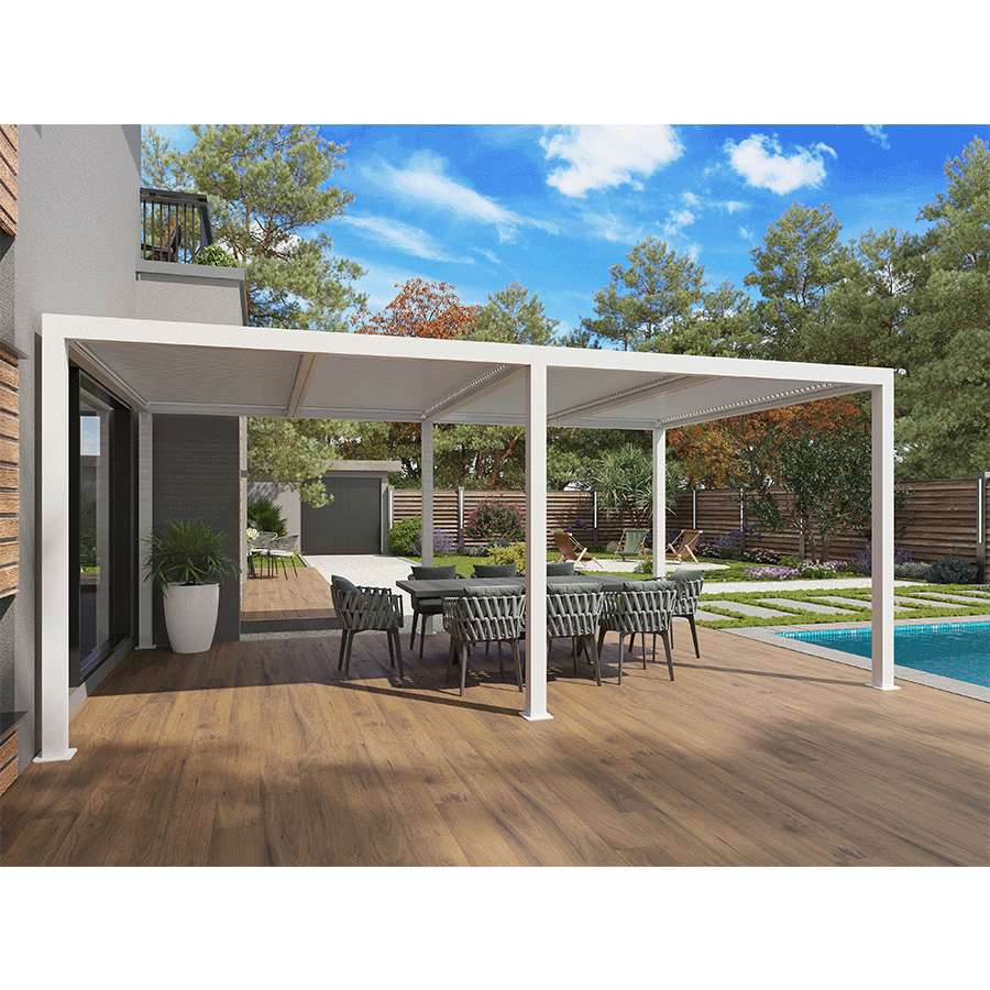 PURPLE LEAF Athena Louvered Pergola Outdoor Aluminum Pergola with Adjustable Roof for Deck Backyard Garden Hardtop Gazebo