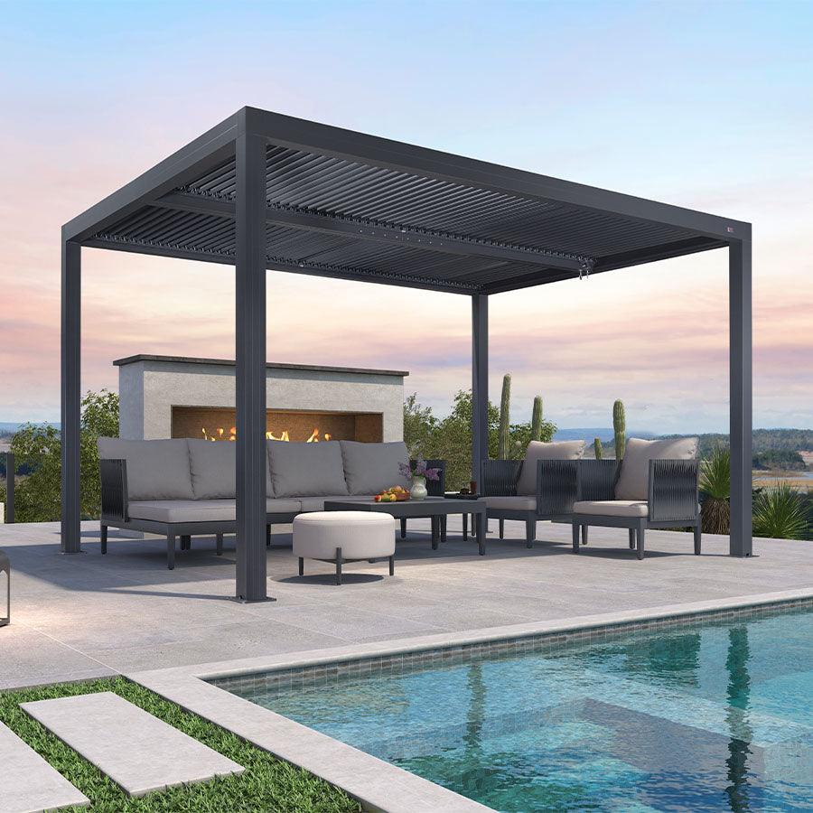 PURPLE LEAF Athena Louvered Pergola Outdoor Aluminum Pergola with Adjustable Roof for Deck Backyard Garden Hardtop Gazebo