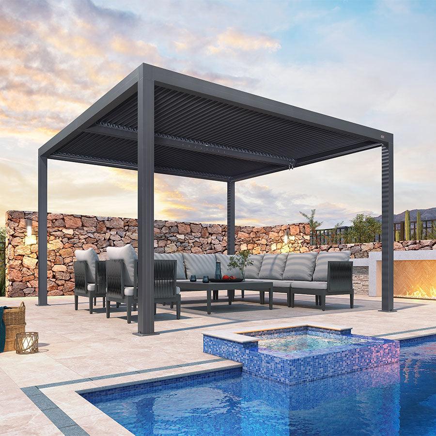 PURPLE LEAF Athena Louvered Pergola Outdoor Aluminum Pergola with Adjustable Roof for Deck Backyard Garden Hardtop Gazebo