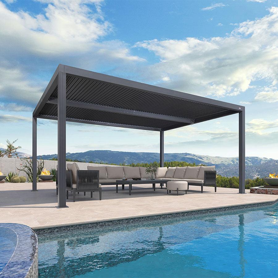 PURPLE LEAF Athena Louvered Pergola Outdoor Aluminum Pergola with Adjustable Roof for Deck Backyard Garden Hardtop Gazebo