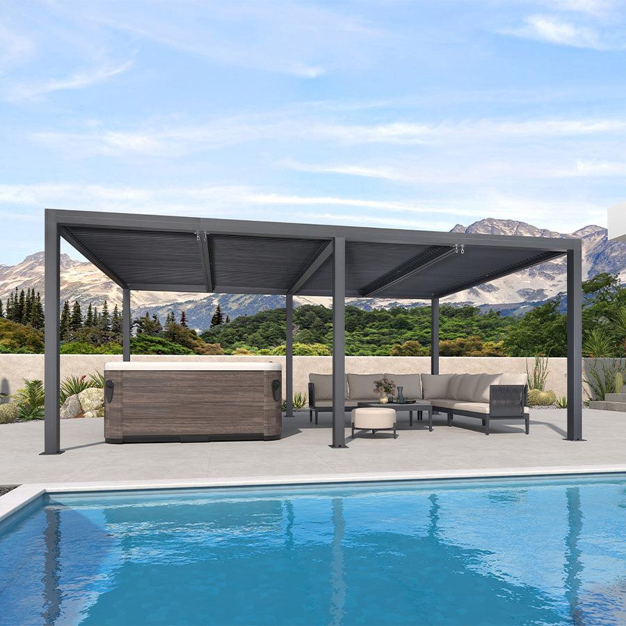 PURPLE LEAF Athena Louvered Pergola Outdoor Aluminum Pergola with Adjustable Roof for Deck Backyard Garden Hardtop Gazebo