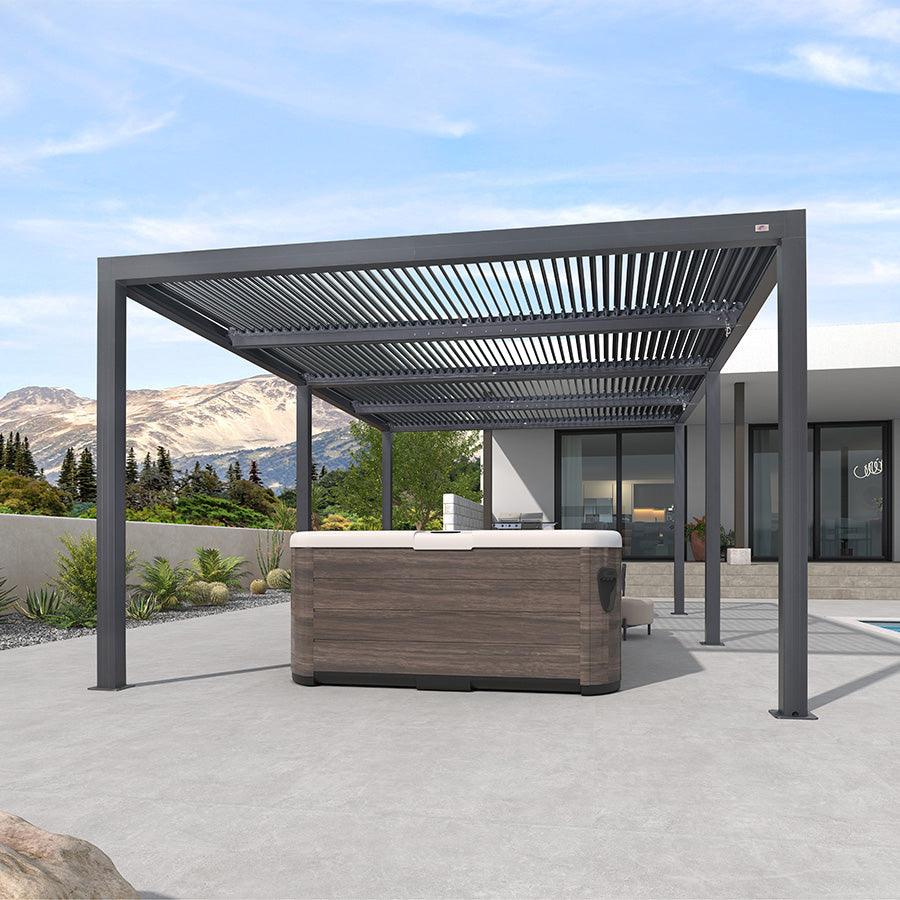 PURPLE LEAF Athena Louvered Pergola Outdoor Aluminum Pergola with Adjustable Roof for Deck Backyard Garden Hardtop Gazebo