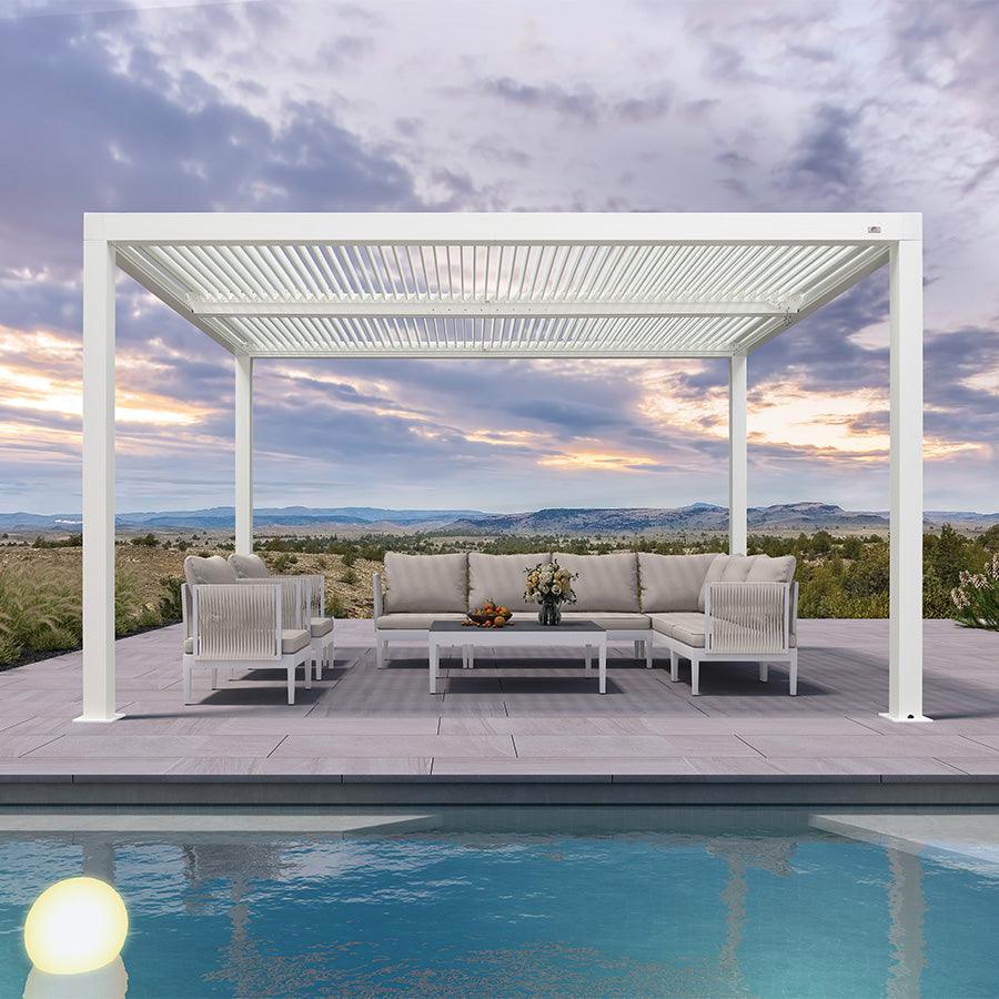 PURPLE LEAF Athena Louvered Pergola Outdoor Aluminum Pergola with Adjustable Roof for Deck Backyard Garden Hardtop Gazebo