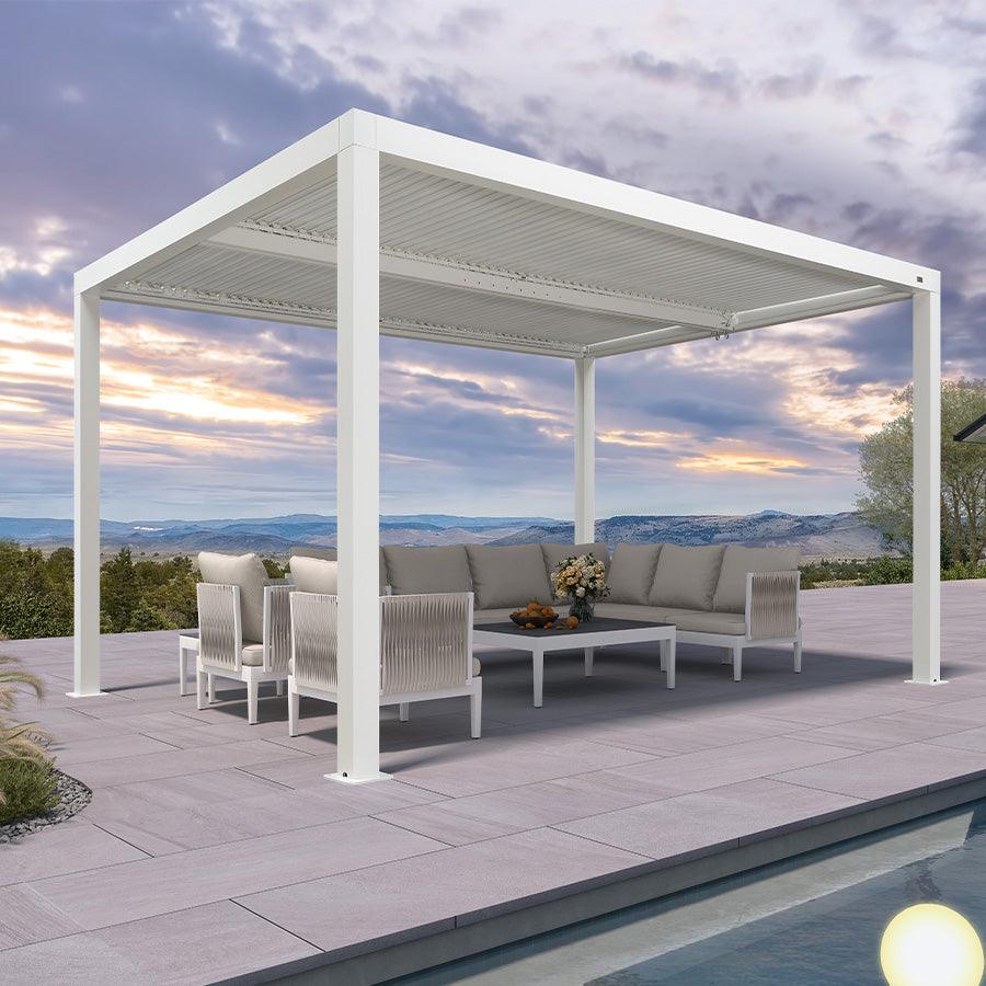 PURPLE LEAF Athena Louvered Pergola Outdoor Aluminum Pergola with Adjustable Roof for Deck Backyard Garden Hardtop Gazebo
