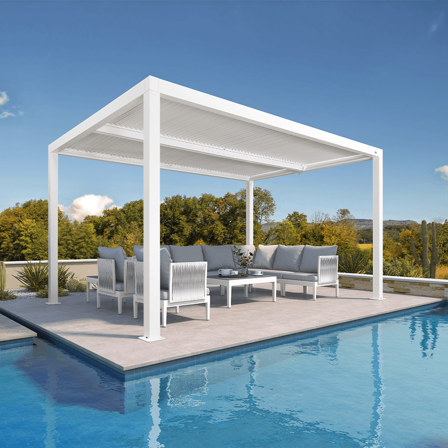 PURPLE LEAF Athena Louvered Pergola Outdoor Aluminum Pergola with Adjustable Roof for Deck Backyard Garden Hardtop Gazebo