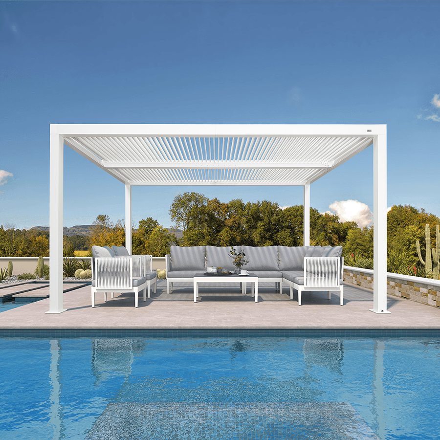 PURPLE LEAF Athena Louvered Pergola Outdoor Aluminum Pergola with Adjustable Roof for Deck Backyard Garden Hardtop Gazebo