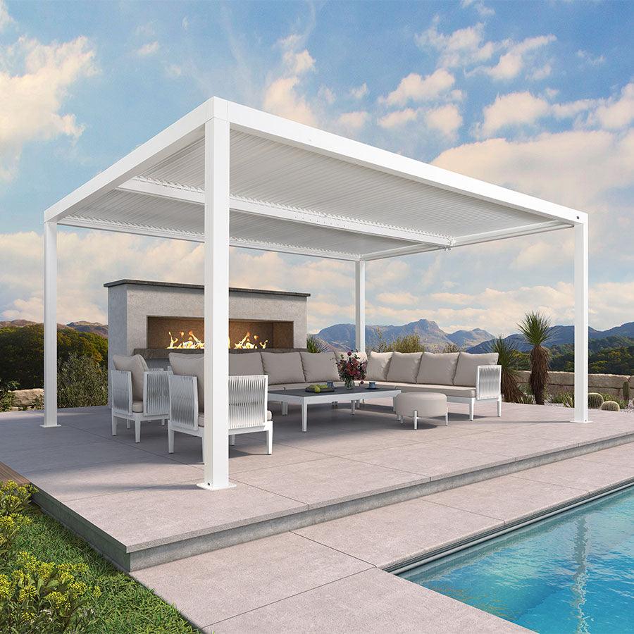 PURPLE LEAF Athena Louvered Pergola Outdoor Aluminum Pergola with Adjustable Roof for Deck Backyard Garden Hardtop Gazebo
