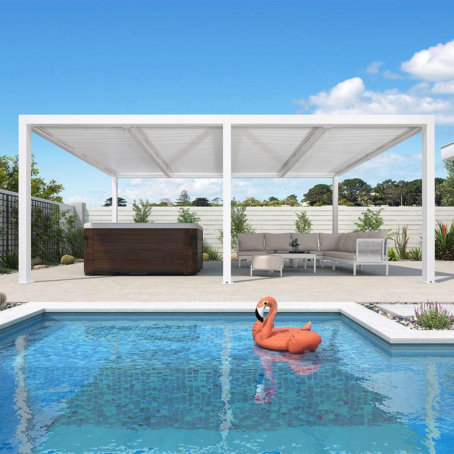 PURPLE LEAF Athena Louvered Pergola Outdoor Aluminum Pergola with Adjustable Roof for Deck Backyard Garden Hardtop Gazebo