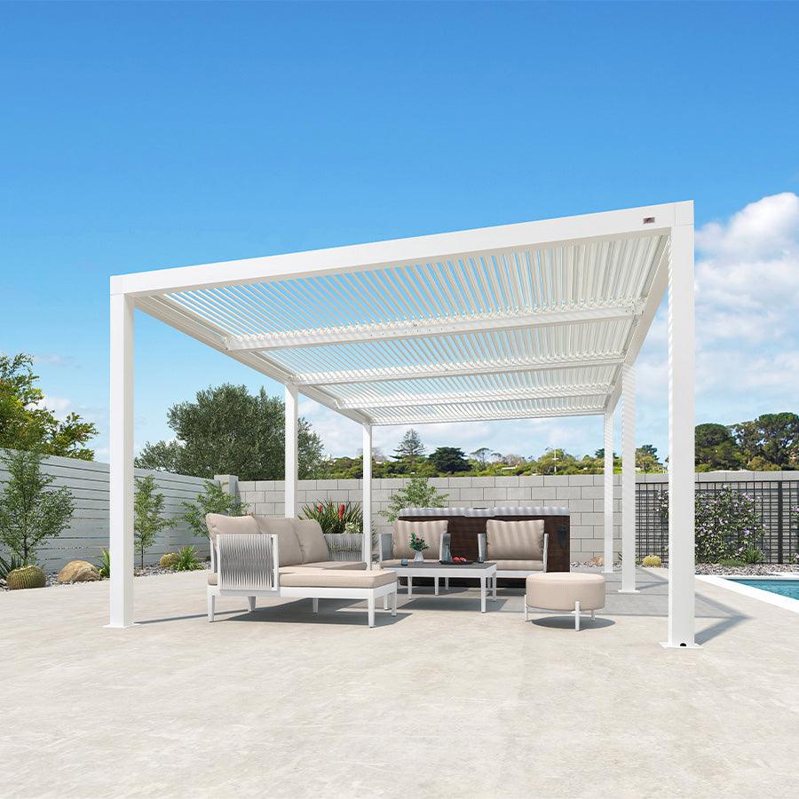 PURPLE LEAF Athena Louvered Pergola Outdoor Aluminum Pergola with Adjustable Roof for Deck Backyard Garden Hardtop Gazebo
