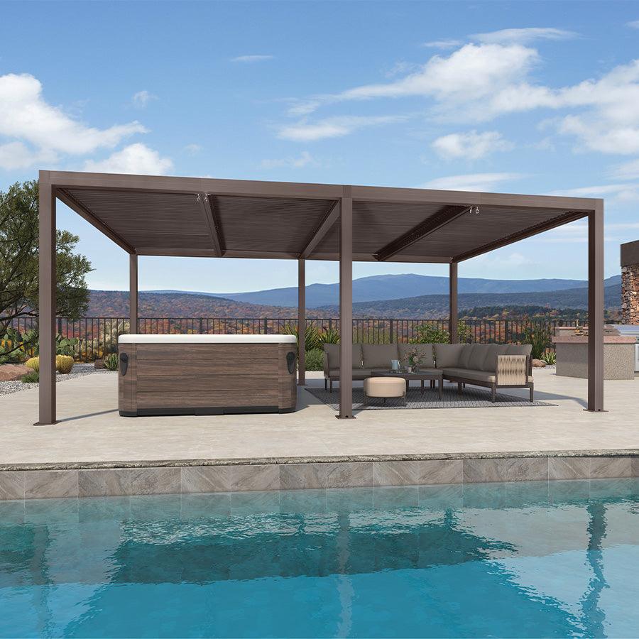 PURPLE LEAF Athena Louvered Pergola Outdoor Aluminum Pergola with Adjustable Roof for Deck Backyard Garden Hardtop Gazebo