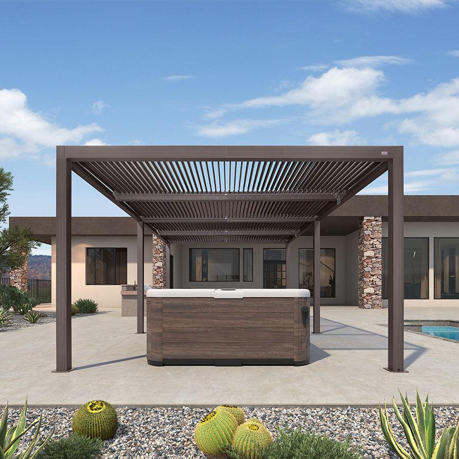 PURPLE LEAF Athena Louvered Pergola Outdoor Aluminum Pergola with Adjustable Roof for Deck Backyard Garden Hardtop Gazebo