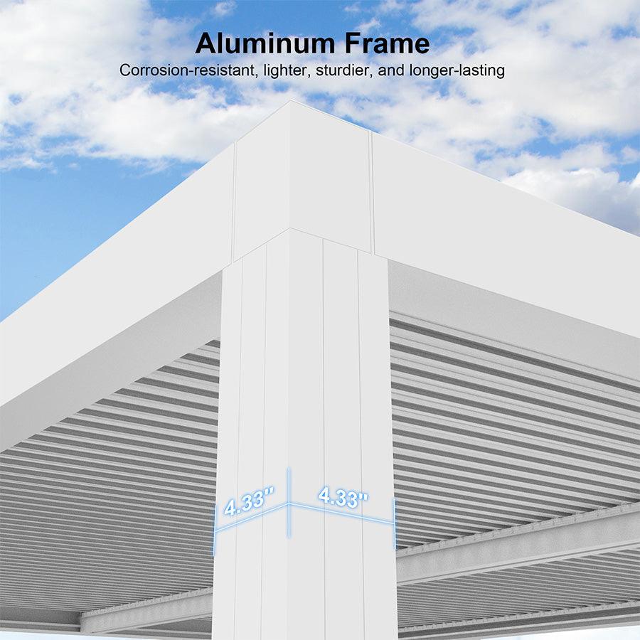 PURPLE LEAF Athena Louvered Pergola Outdoor Aluminum Pergola with Adjustable Roof for Deck Backyard Garden Hardtop Gazebo