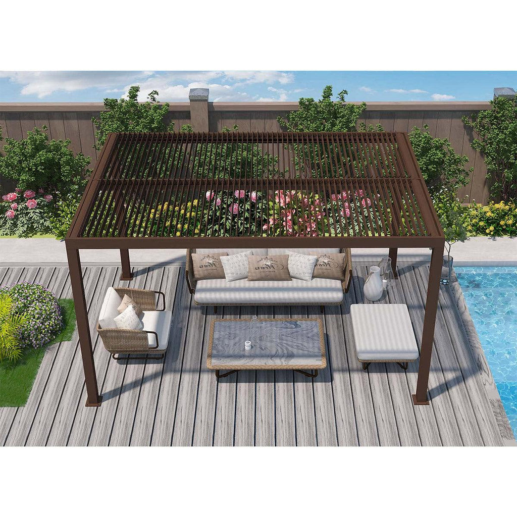 PURPLE LEAF Athena Louvered Pergola Outdoor Aluminum Pergola with Adjustable Roof for Deck Backyard Garden Hardtop Gazebo