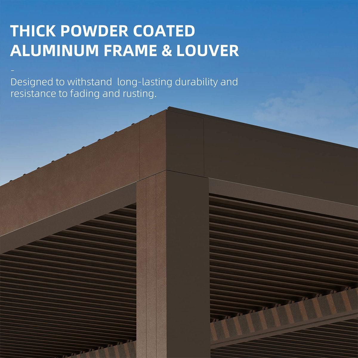 PURPLE LEAF Athena Louvered Pergola Outdoor Aluminum Pergola with Adjustable Roof for Deck Backyard Garden Hardtop Gazebo
