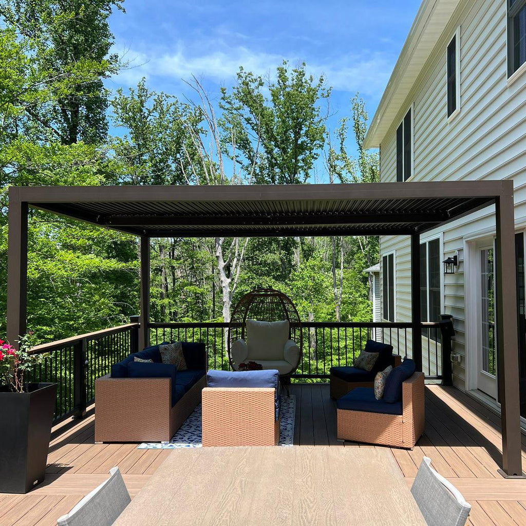 PURPLE LEAF Athena Louvered Pergola Outdoor Aluminum Pergola with Adjustable Roof for Deck Backyard Garden Hardtop Gazebo