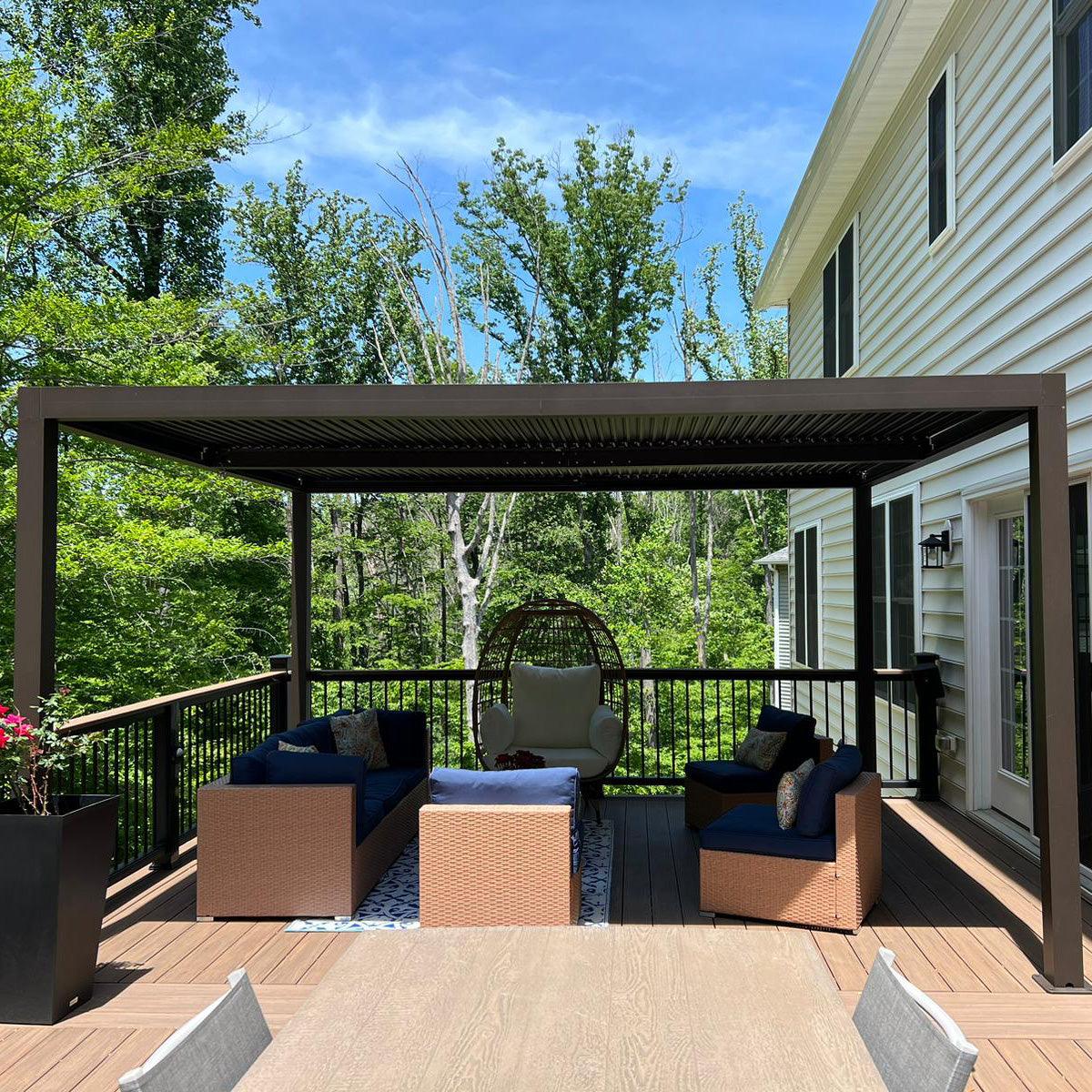 PURPLE LEAF Athena Louvered Pergola Outdoor Aluminum Pergola with Adjustable Roof for Deck Backyard Garden Hardtop Gazebo