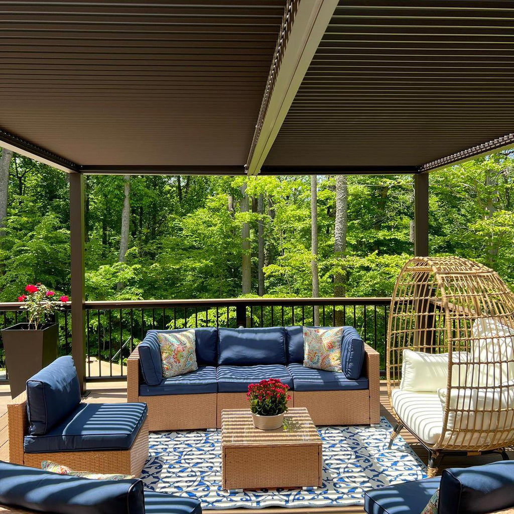 PURPLE LEAF Athena Louvered Pergola Outdoor Aluminum Pergola with Adjustable Roof for Deck Backyard Garden Hardtop Gazebo