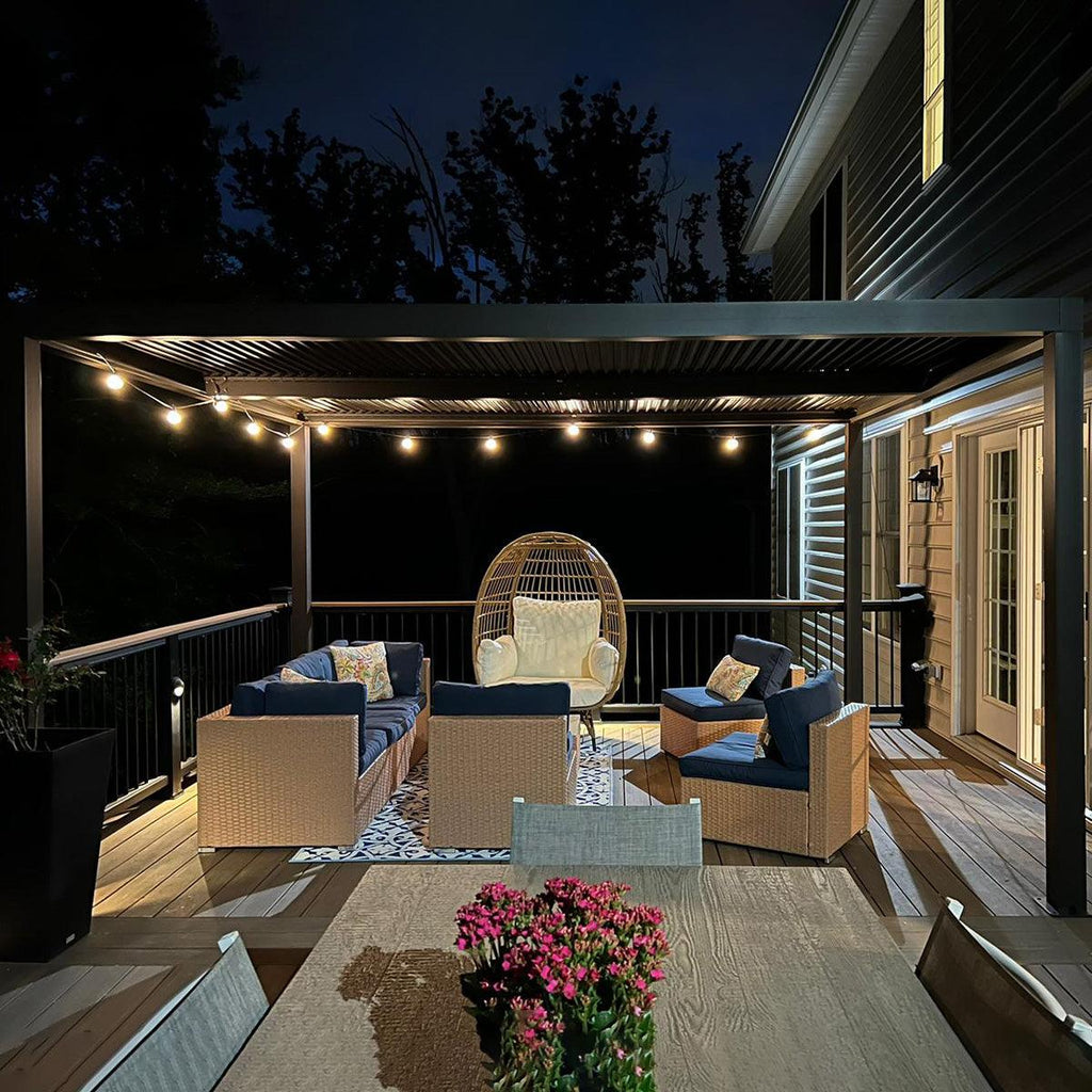 PURPLE LEAF Athena Louvered Pergola Outdoor Aluminum Pergola with Adjustable Roof for Deck Backyard Garden Hardtop Gazebo