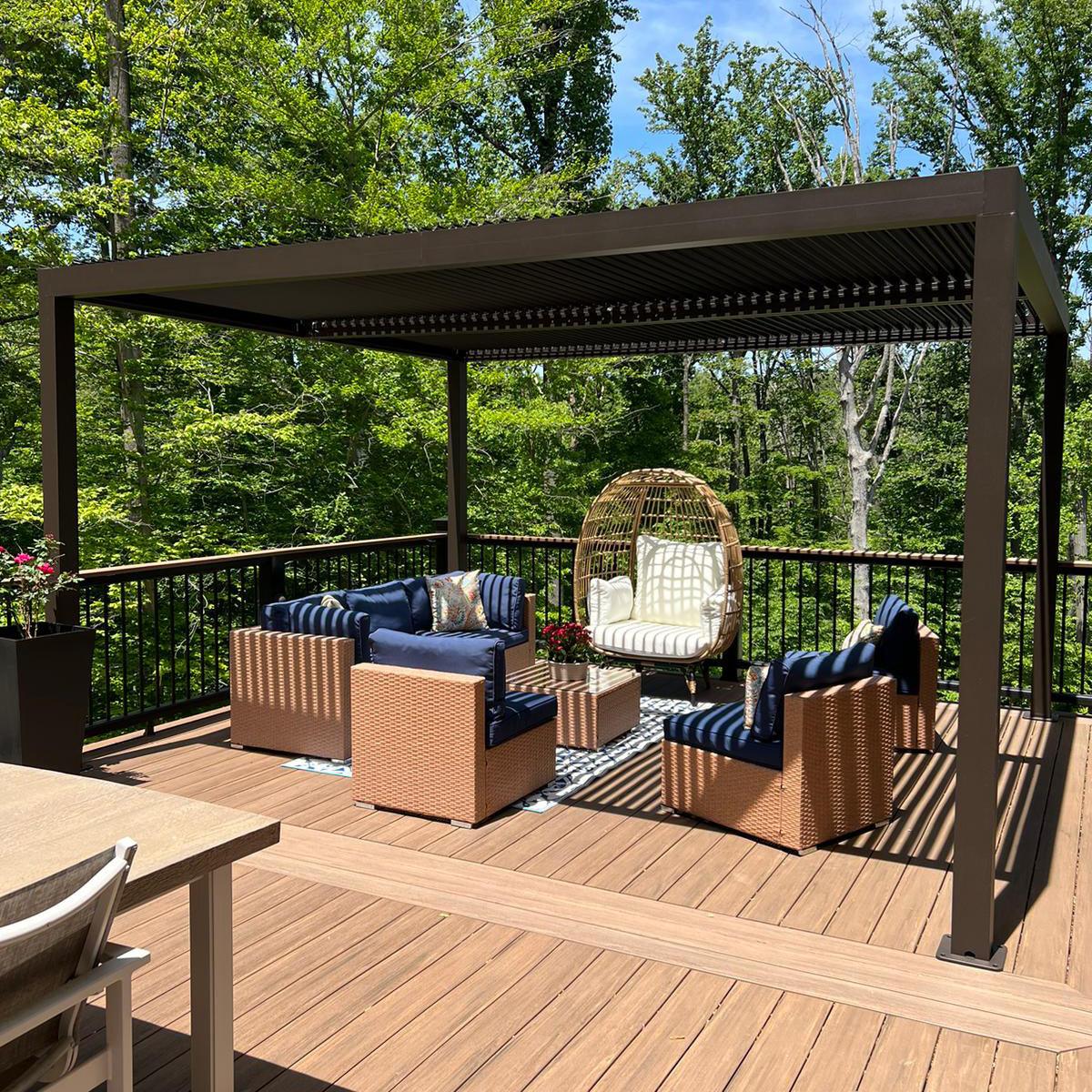 PURPLE LEAF Athena Louvered Pergola Outdoor Aluminum Pergola with Adjustable Roof for Deck Backyard Garden Hardtop Gazebo