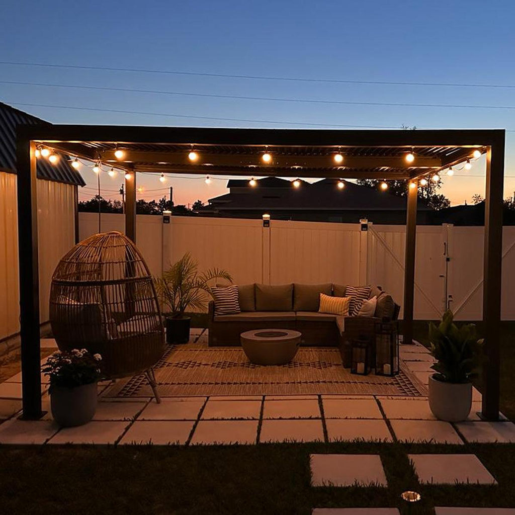 PURPLE LEAF Athena Louvered Pergola Outdoor Aluminum Pergola with Adjustable Roof for Deck Backyard Garden Hardtop Gazebo